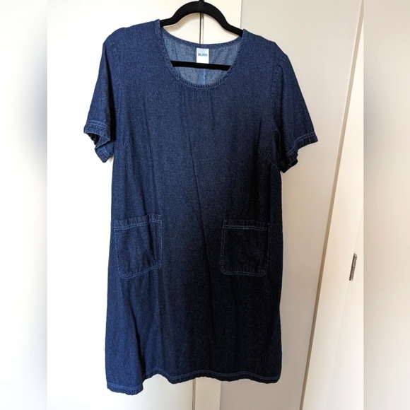 😄 Blair vintage denim dress with pockets sz L - Picture 1 of 5
